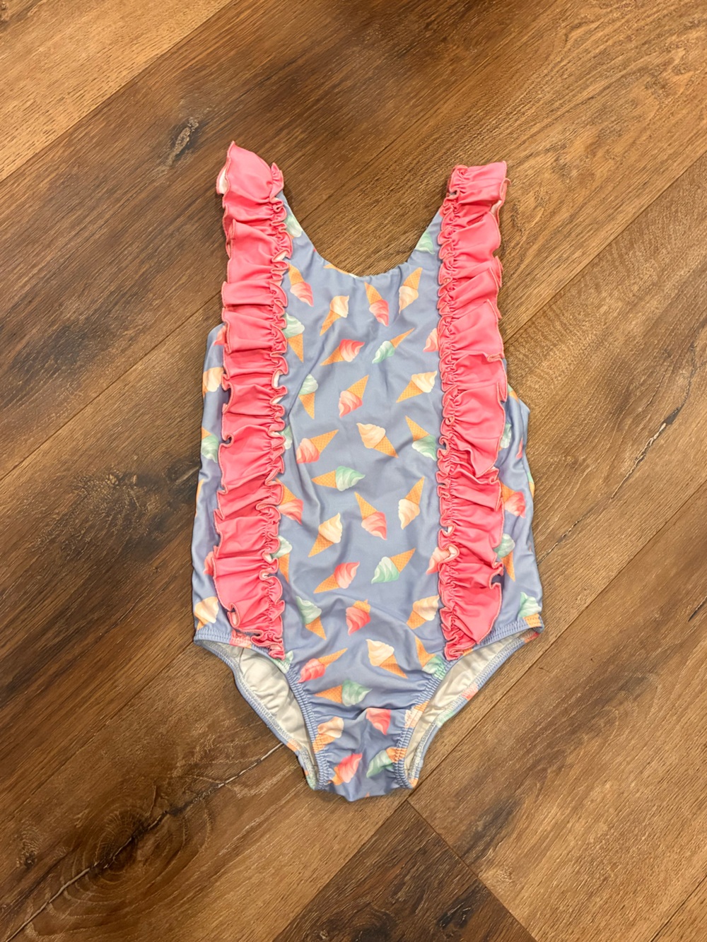 Southern Smocked Co Blue Pink Ice Cream One Piece Swimsuit Vacation Beach 5 Girl